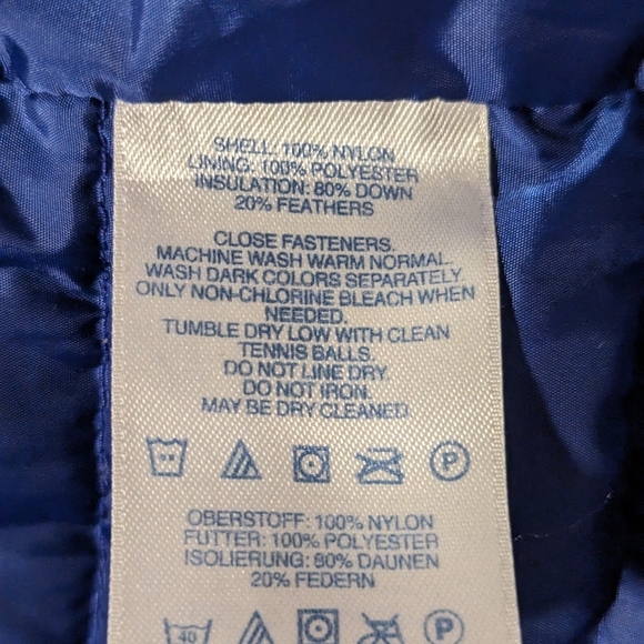 Lands' End Down‎ Puffer Vest Women's M Medium 10-12 Blue Snap Front - Picture 6 of 6